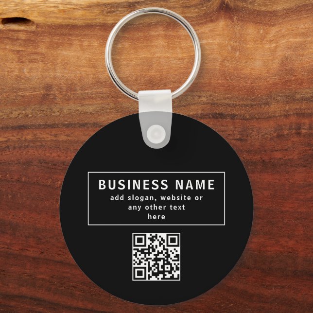 Llavero Cargar código QR o logotipo | Negro moderno (Anverso)