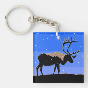 Llavero Caribou in Winter - Arte original de la vida salva