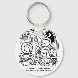 Llavero Caricatura de astronautas en una nave espacial. Ca