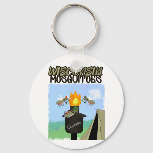 Llavero Caricatura de Mosquitos de Wisconsin - Acampada co