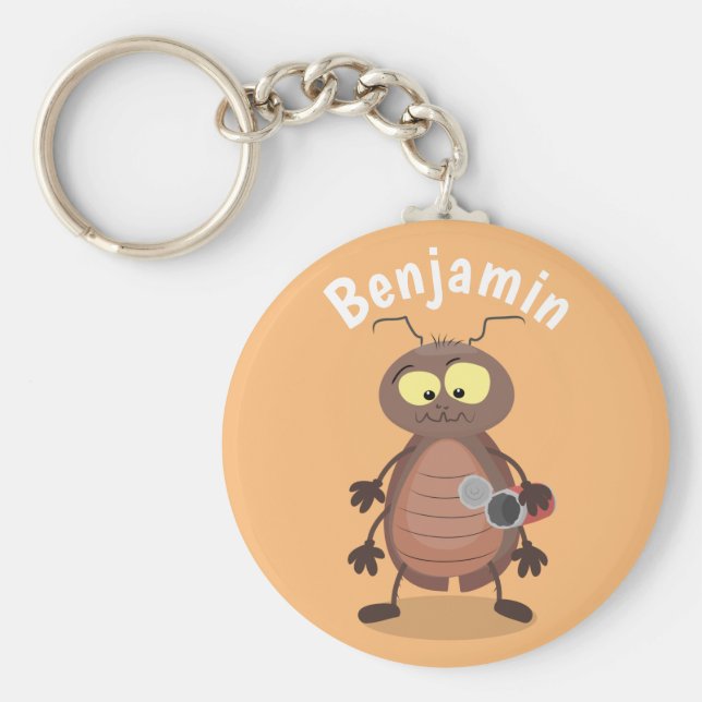 Llavero Caricatura divertida de una cucaracha linda (Frente)