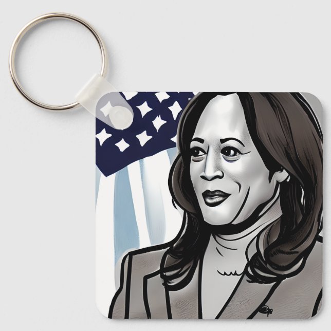 Llavero Caricatura política de Kamala Harris (Anverso)