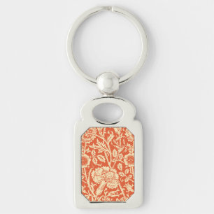 Llavero Carnación de Art Nouveau Damask, Naranja mandarín