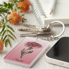 Llavero Carnación personalizada de las flores de nacimient