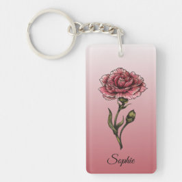 Llavero Carnación personalizada de las flores de nacimient