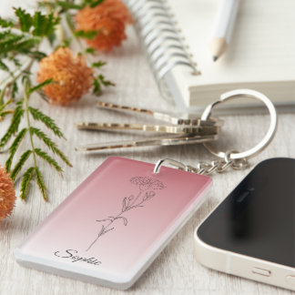 Llavero Carnación personalizada de las flores de nacimient