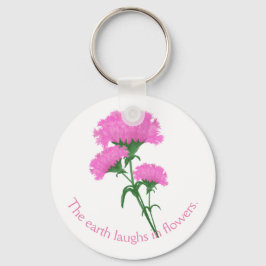 Llavero Carnaciones rosas con texto de Personalizable