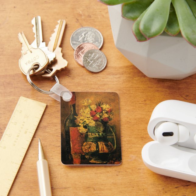 Llavero Carnaciones, Rosas y una botella de Vincent van Go (Escritorio )