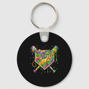 Llavero Carnaval de Mardi Gras de béisbol con goteo de hel