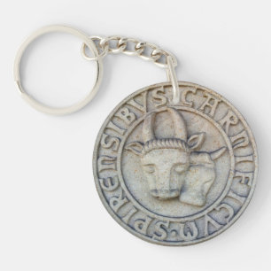 Llavero Carnicero medieval accidente geográfico con vaca 