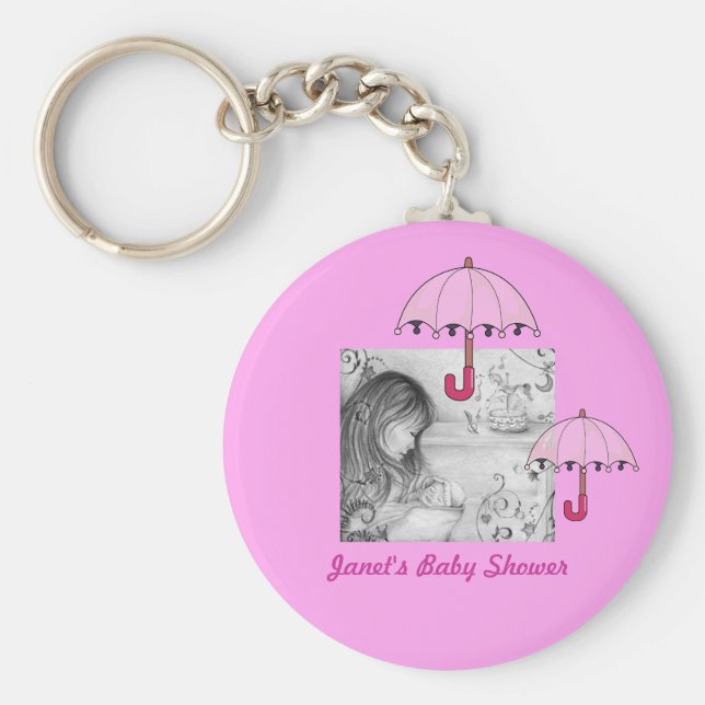 Llavero Carousel Dreams Pink Umbrella Button Keychain (Frente)