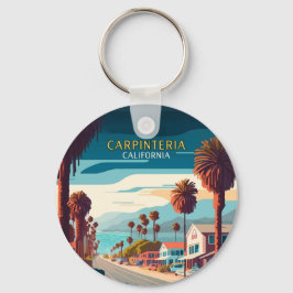 Llavero Carpinteria California Sunset Palm Tres Retro