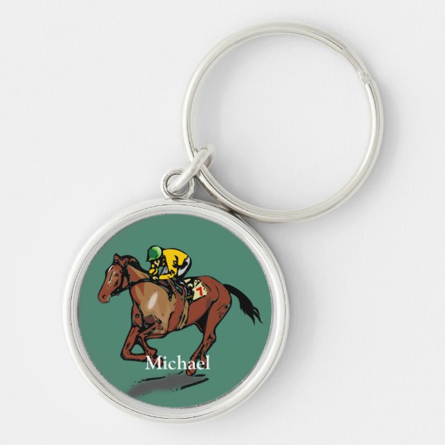 Llavero Carreras de caballo personalizada (Frente)