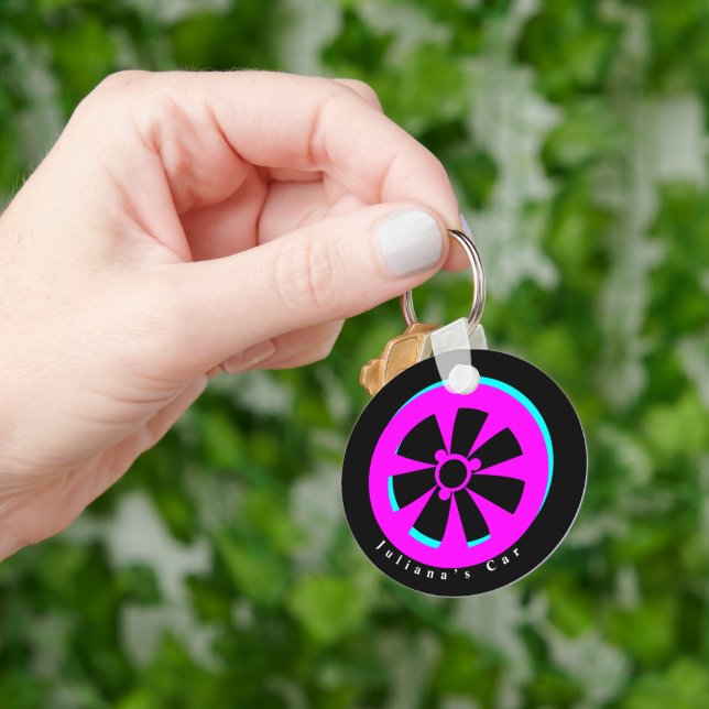 Llavero Carreras Rim Neon Negro Rosa (Mano)