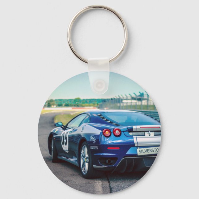 Llavero Carro de carreras azules (Anverso)