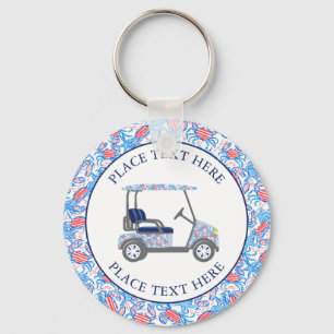 Llavero Carro de Golf de Cangrejos Patrióticos Elegantes