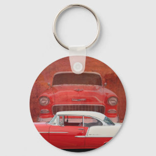 Llavero Carros clásicos Chevy Bel Air Dodge Red White Vint