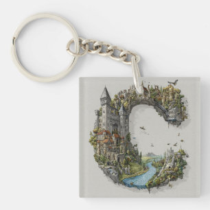 Llavero Carta de fantasía C con castillos en el cielo libr