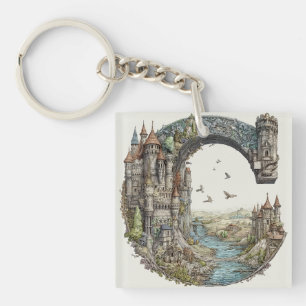 Llavero Carta de fantasía C con castillos en el cielo Libr