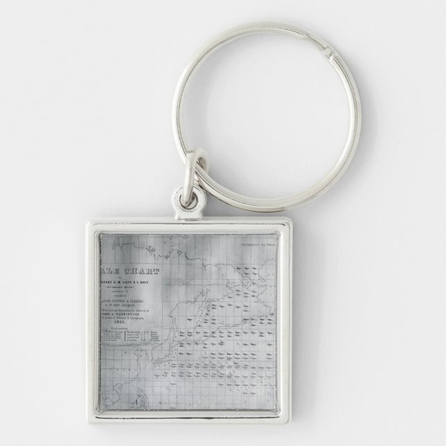 Llavero Carta del North Pacific, 1851 de la ballena (Frente)