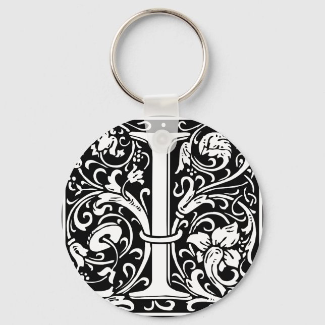 Llavero Carta I Monograma medieval Art Nouveau (Anverso)