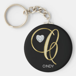 Llavero Carta monogramada elegante personalizada de oro C