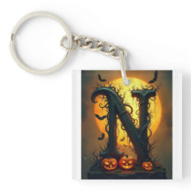 Carta N de Halloween con lágrima única