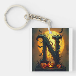 Llavero Carta N de Halloween con lágrima única