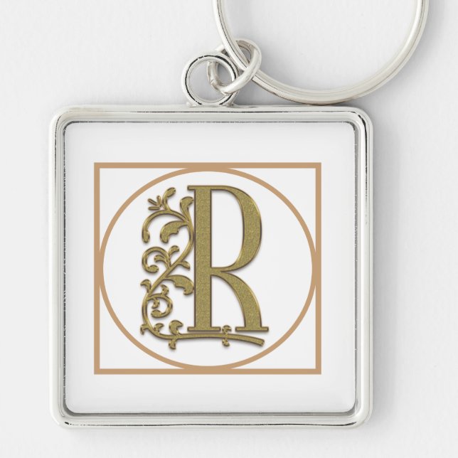 Llavero CARTA R MONOGRAM Hermoso Boda nuevo regalo de casa (Frente)