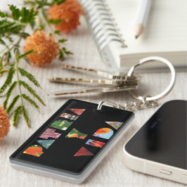 Llavero Cartas florales negras Patria y vida