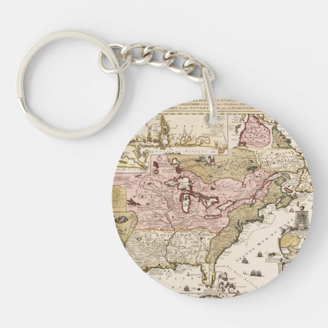 Llavero Carte Québec Nouvelle-France Amérique par Français (Frente)