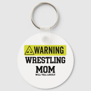 Llavero Cartel de advertencia de Mamá de Lucha Libre Gri