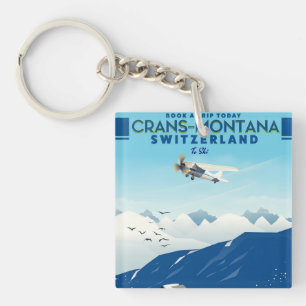 Llavero cartel de esquí de crans-montana Suiza