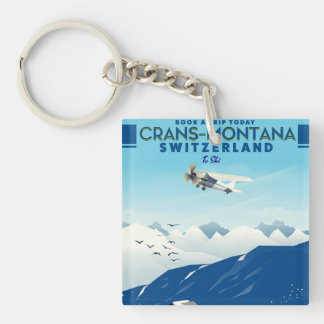 Llavero cartel de esquí de crans-montana Suiza