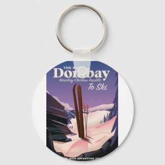 Llavero Cartel de esquí de Dombay, República de Karacháyev