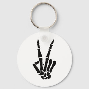 Llavero Cartel de la paz de mano en esqueleto Bones Hallow