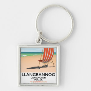 Llavero Cartel de la playa de Llangrannog, Ceredigion, Gal