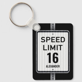 Llavero Cartel de límite de velocidad de cumpleaños número