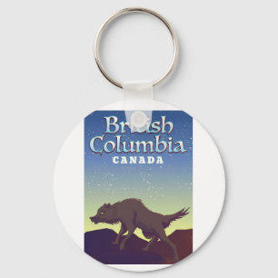 Llavero Cartel de lobo salvaje de Columbia Británica Canad