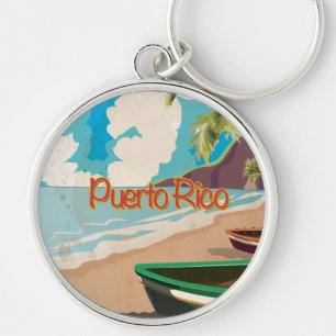Llavero Cartel de viaje antiguo de Puerto Rico