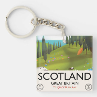 Llavero Cartel de viaje de Escocia 'Es más rápido en tren'