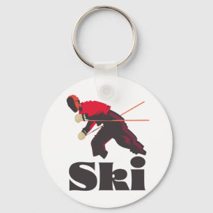 Llavero Cartel de viaje en esquí postal