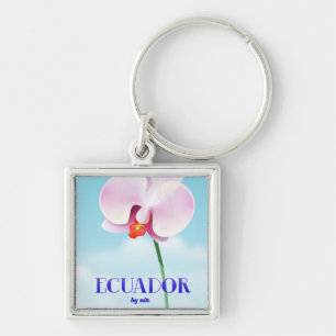 Llavero cartel de viaje orquídea Ecuador