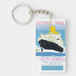 LLAVERO CARTEL DE VIAJE POR CORREO REAL DE VINTAJE