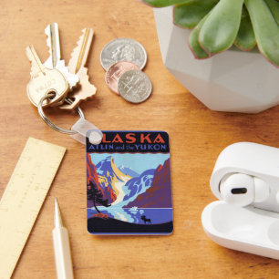 Llavero Cartel de viaje vintage, Atlin y el Yukón, Alaska