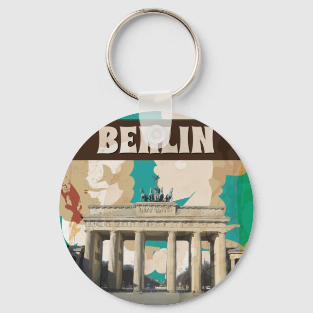 Llavero Cartel de viaje vintage de Berlín (Anverso)