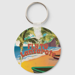 Llavero Cartel de viaje vintage Vuela a Lanzarote