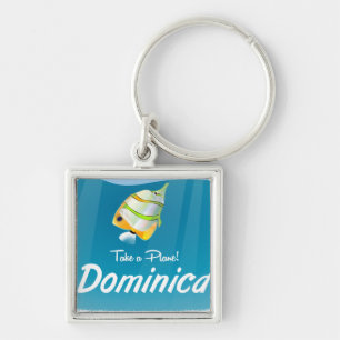 Llavero Cartel retro de viaje a Dominica.