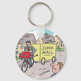Llavero Cartero entregando correo basura. Dibujo animado d