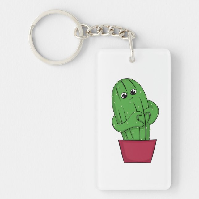 Llavero Cartoon Cactus making Heart Sign with Hands (Frente)